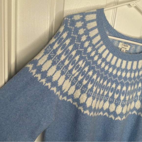 J. Crew Fair Isle Crewneck Sweater in Extra-Soft Yarn Nordic in Light Blue XL - Picture 7 of 11